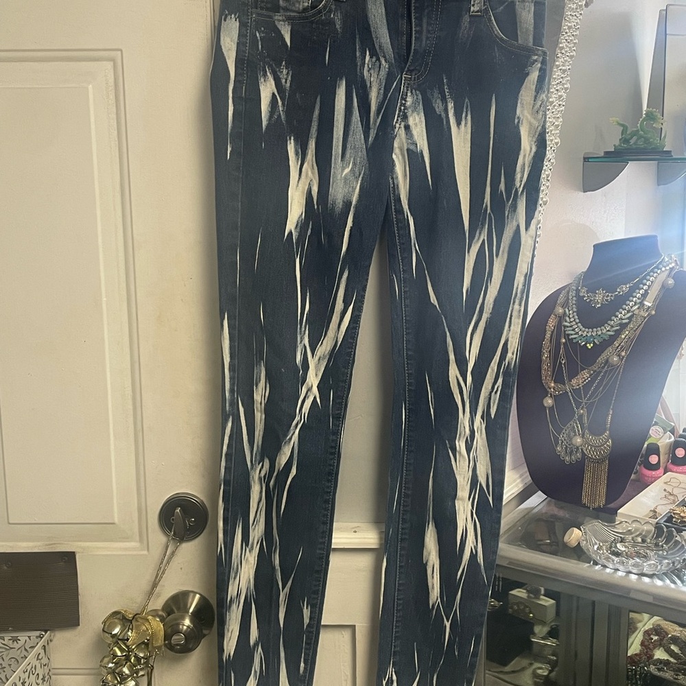Cello Blue and White Skinny Jeans